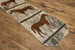 Horse with Laced Border Table Runner - Cowhide and Conchos
