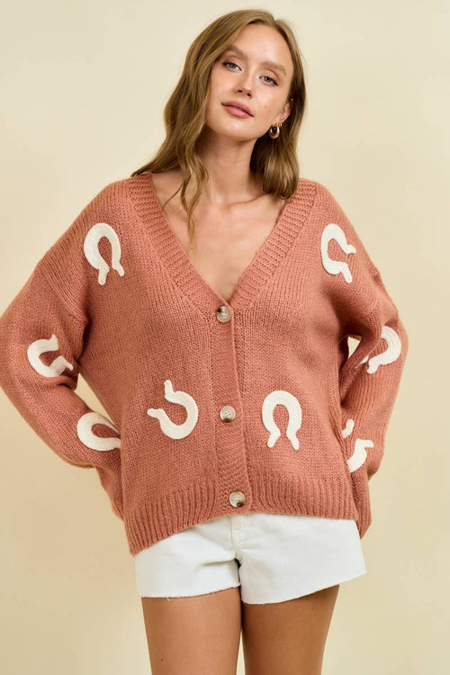 Horseshoe Cardigan - Cowhide and Conchos