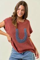 Horseshoe Sweater Vest - Cowhide and Conchos