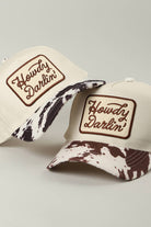 Howdy Darlin' Embroidered Patch Cow Print Trucker Hat - Cowhide and Conchos
