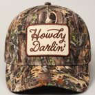 Howdy Darlin' Embroidery Patch Camo Trucker Hat - Cowhide and Conchos