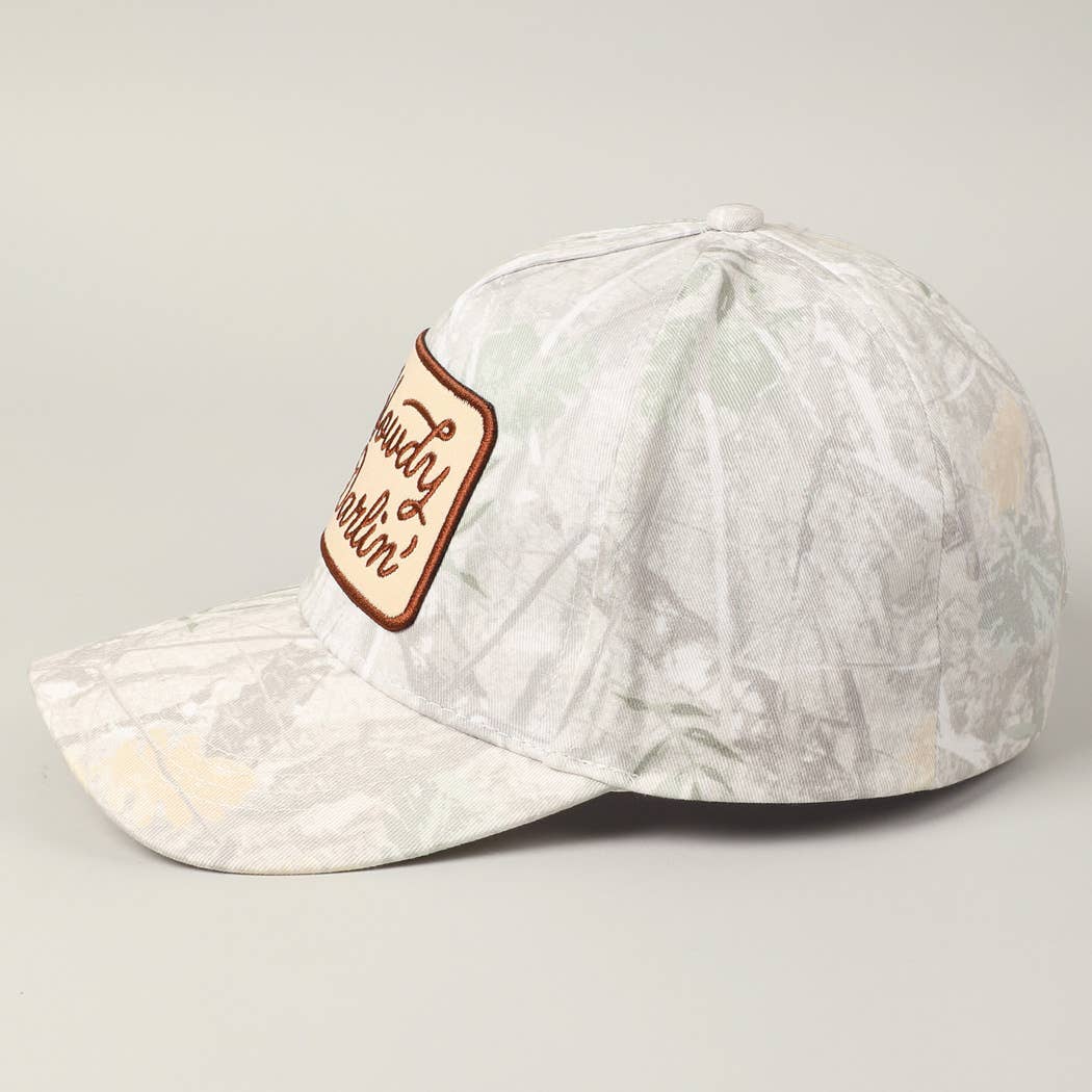 Howdy Darlin' Embroidery Patch Camo Trucker Hat - Cowhide and Conchos