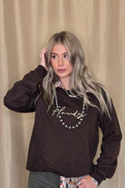 Howdy Embroidered Sweatshirt - Cowhide and Conchos
