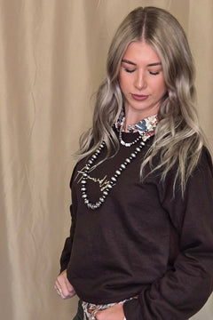 Howdy Embroidered Sweatshirt - Cowhide and Conchos