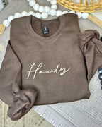 Howdy Embroidered Sweatshirt - Cowhide and Conchos