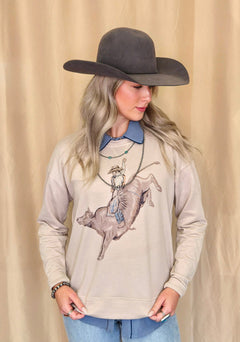 Howdy Hanny Women's Light Blue Short Sleeve Pearl Snap Shirt - Cowhide and Conchos