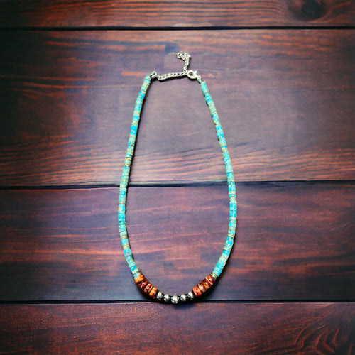 Spiny Oyster and Navajo Pearls Choker - The Vibrant Choker