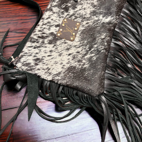 Black Maxine UPCYCLED LV Speckled Handbag - Side view
