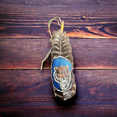 Painted hat feather by Chad Demien - Tiger