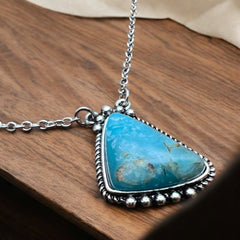 Western Faux Turquoise Pendant Necklace