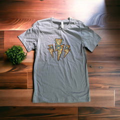 Tooled leather lightning bolt t-shirt