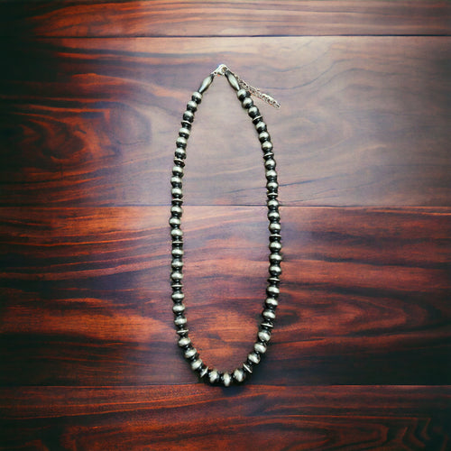 8mm Navajo Style Pearl Necklace with Saucers and Melon Beads
