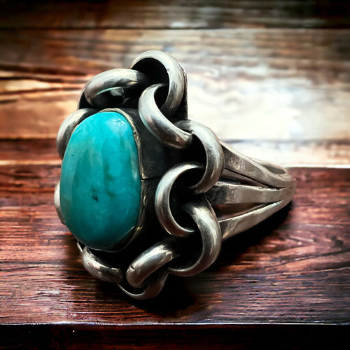 Turquoise ring - Turquoise on sturdy sterling ring - Size 11.5