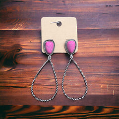 Western Pink Teardrop Earrings