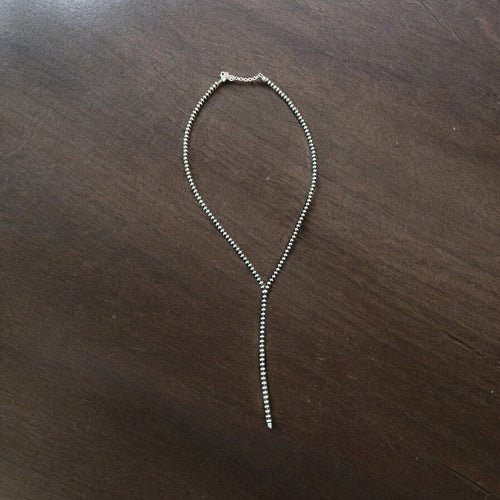 4mm Silver Pearl Lariat Necklace