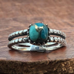 Wren Spiny Oyster and Turquoise Stacker Ring