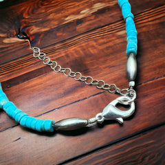 Kingman 4 mm blue Heishi Necklace - 14 inch Choker