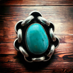 Turquoise ring - Turquoise on sturdy sterling ring - Size 11.5