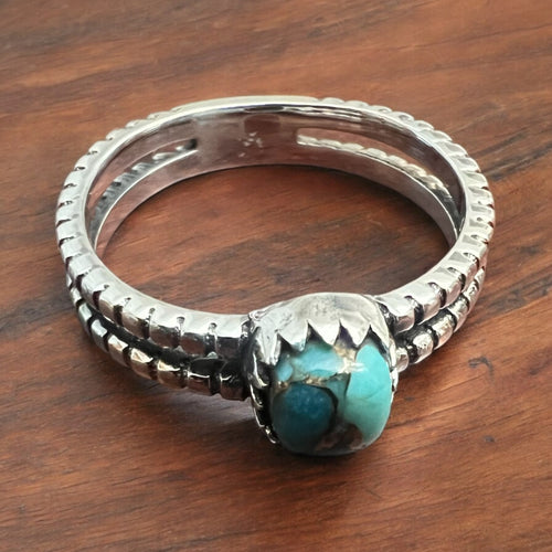 Wren Spiny Oyster and Turquoise Stacker Ring