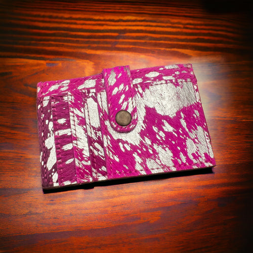 Silver Acid Wash on Pink Credit Card Wallet
