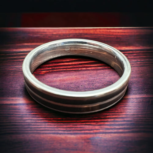 Sterling Silver Black Enamel Stripe Ring
