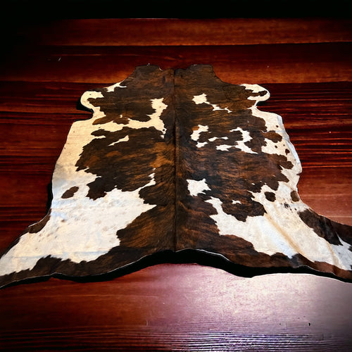 Tri Color White belly Cowhide Rug - Jumbo Cowhide Size