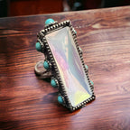 Opal Glass Stone Rectangle Ring