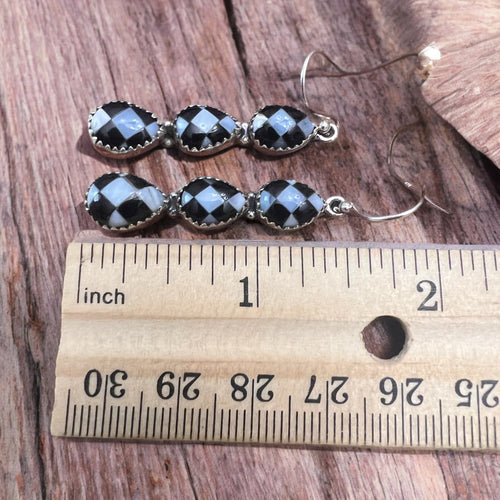 Checkered Stone Drop Earrings