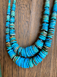 Turquoise necklace - Graduated tri-color 22 inch necklace