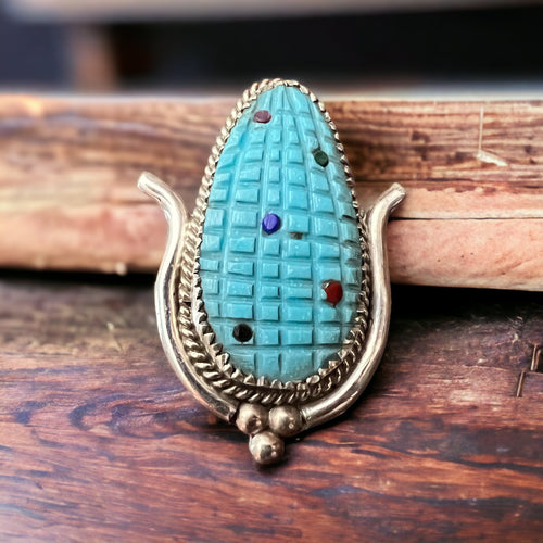 Tracy Bowakaty Turquoise & Sterling Silver Pendant/Pin