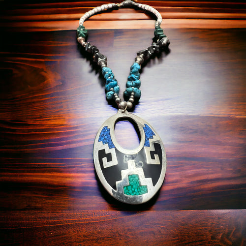 Vintage Inlay Turquoise necklace