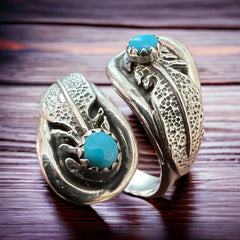 Genevieve Francisco Turquoise & Sterling Silver Ring - multiple sizes - adjustable