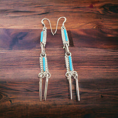 Kathryn Qualo Turquoise Earrings - 2 3/4 inch drop