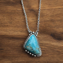 Western Faux Turquoise Pendant Necklace - 16 inch