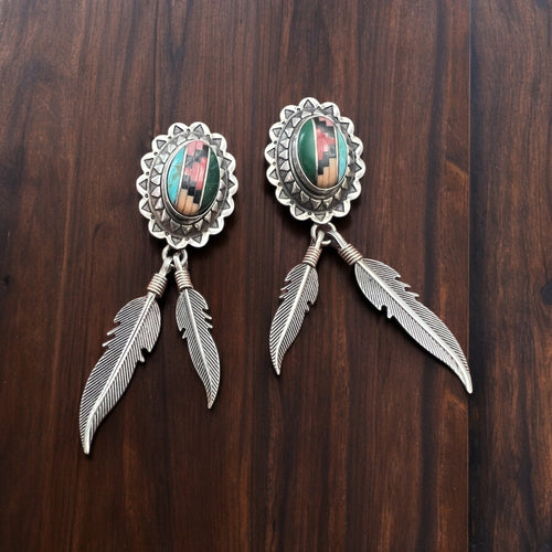 Zuni inlay Sterling Earrings