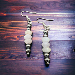 Pink Morganite and Navajo pearl dangle earrings