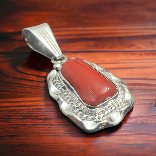 Samuel Yellowhair Coral & Sterling Silver Pendant