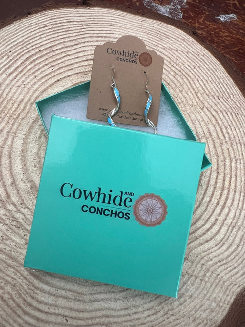 Ira Johnson Turquoise & Sterling Silver Earrings - Cowhide and Conchos