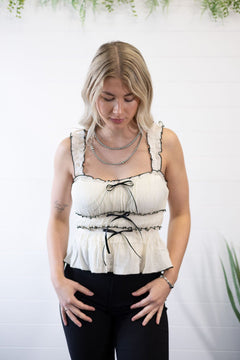 Isabelle Bow Detail Sleeveless Blouse - Cowhide and Conchos