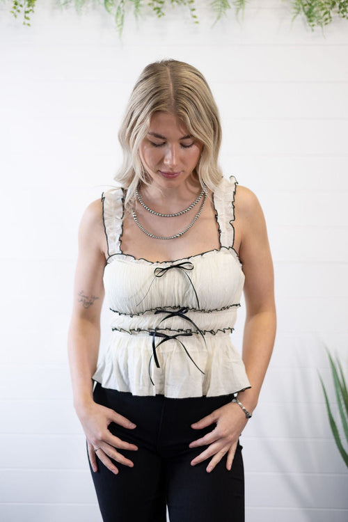 Isabelle Bow Detail Sleeveless Blouse - Cowhide and Conchos
