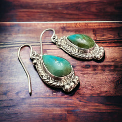 Jan Mariano Turquoise & Sterling Silver Earrings - Cowhide and Conchos