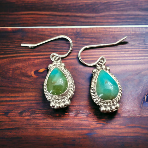 Jan Mariano Turquoise & Sterling Silver Earrings - Cowhide and Conchos