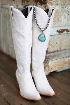 Jimmy Nelson Thunder Mountain Large Turquoise Pendant - Cowhide and Conchos