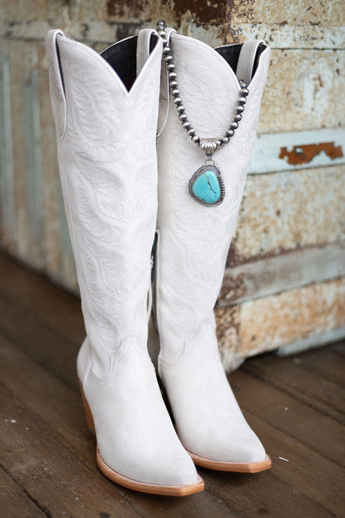 Jimmy Nelson Thunder Mountain Large Turquoise Pendant - Cowhide and Conchos