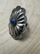 Joanee Silver Lapis Concho Adjustable Ring - Cowhide and Conchos
