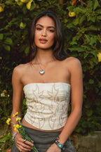 Jolene Embroidered Western Corset Top - 4 Colors - Cowhide and Conchos