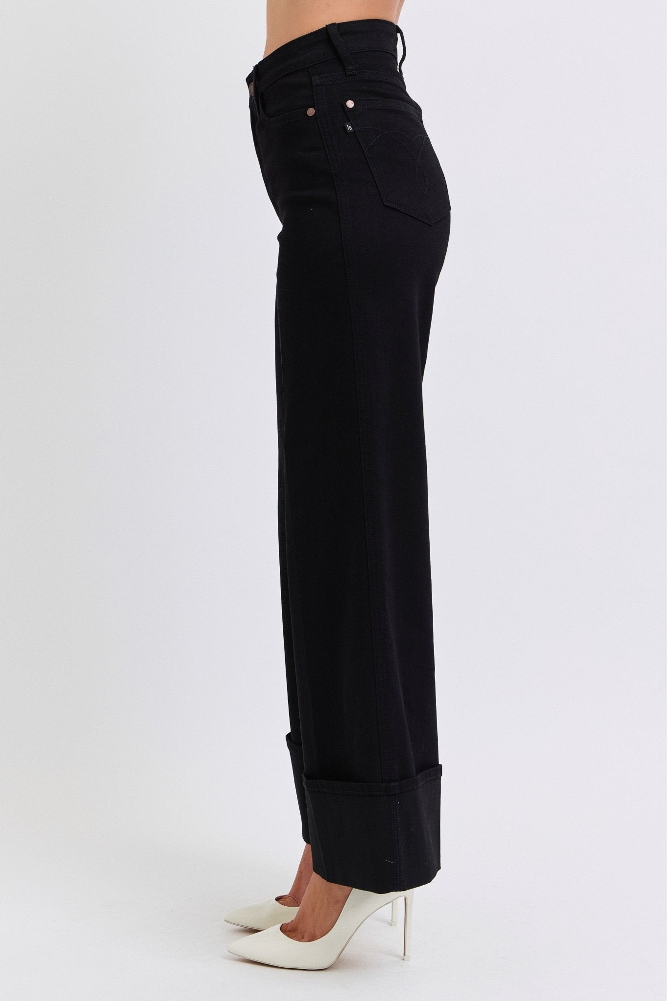 Judy Blue Black Retro Wide Cuffed Leg Jean - Cowhide and Conchos