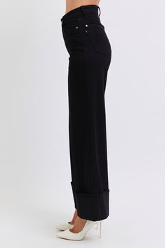 Judy Blue Black Retro Wide Cuffed Leg Jean - Cowhide and Conchos