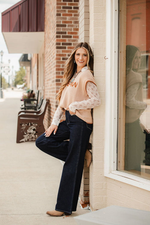 Judy Blue Black Retro Wide Cuffed Leg Jean - Cowhide and Conchos