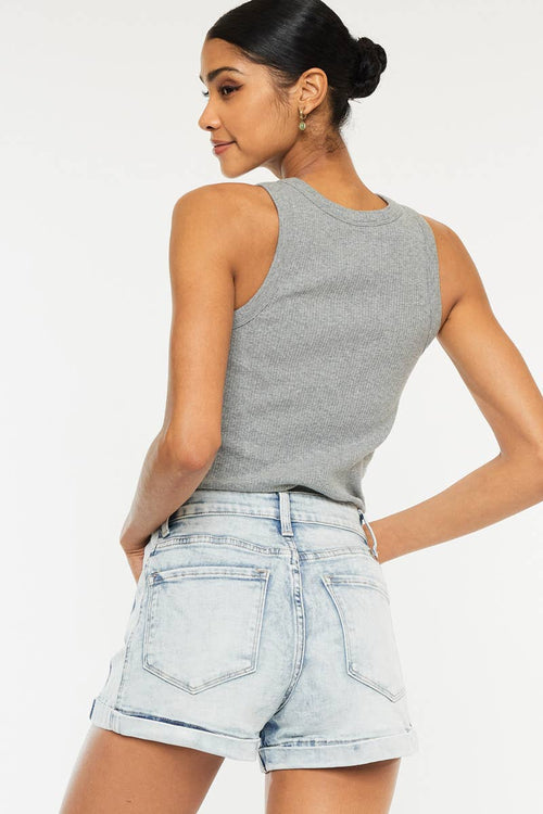 Kan Can High Rise Denim Shorts - Cowhide and Conchos